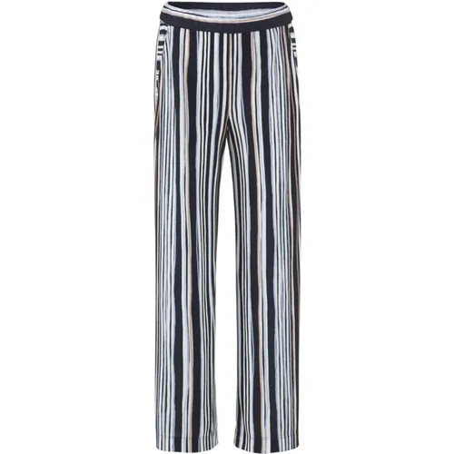 Striped Midnight Blue Wide Leg Pants , female, Sizes: L, XL - Marc Cain - Modalova