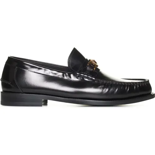 Leather Loafers Slip-On Style , male, Sizes: 6 UK - Versace - Modalova