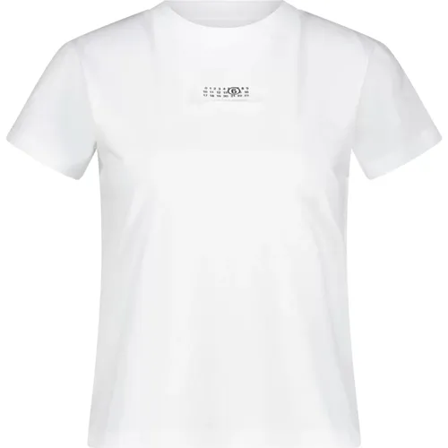 Logo T-Shirt, Bequeme Baumwolle, Gerader Schnitt, Rundhalsausschnitt, Hergestellt in Portugal , Damen, Größe: L - Maison Margiela - Modalova