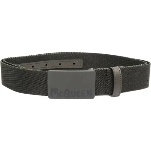 Leather Belt With Logo Print , male, Sizes: 100 CM - alexander mcqueen - Modalova