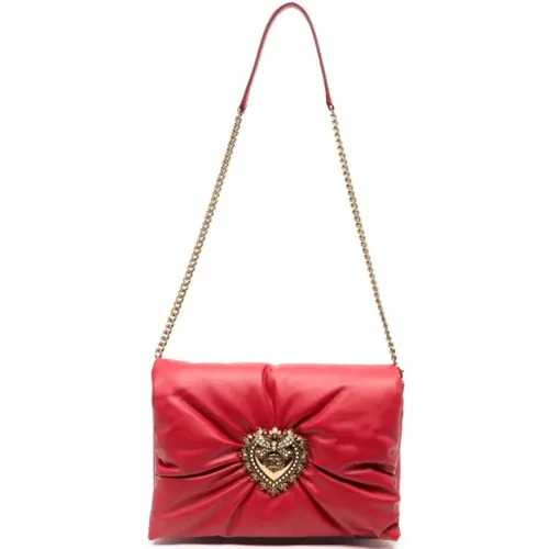 Leather Logo Shoulder Bag , female, Sizes: ONE SIZE - Dolce & Gabbana - Modalova
