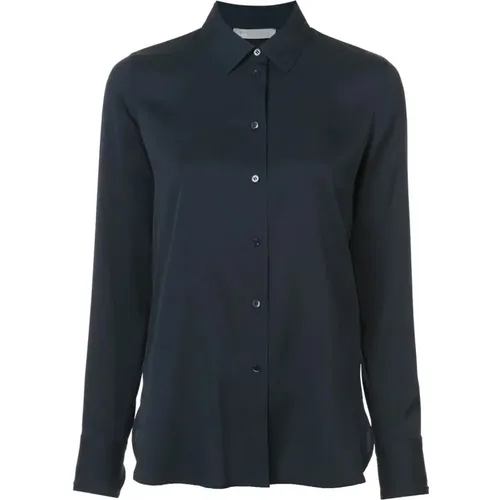 Blaue Seiden Langarmshirt , Damen, Größe: XS - Vince - Modalova