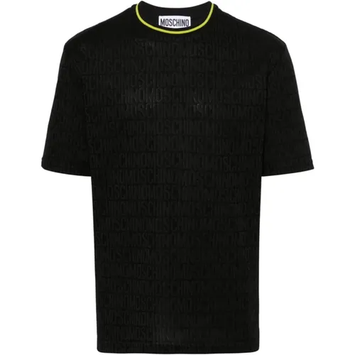 Schwarze Logo Gestreifte T-Shirts und Polos , Herren, Größe: S - Moschino - Modalova