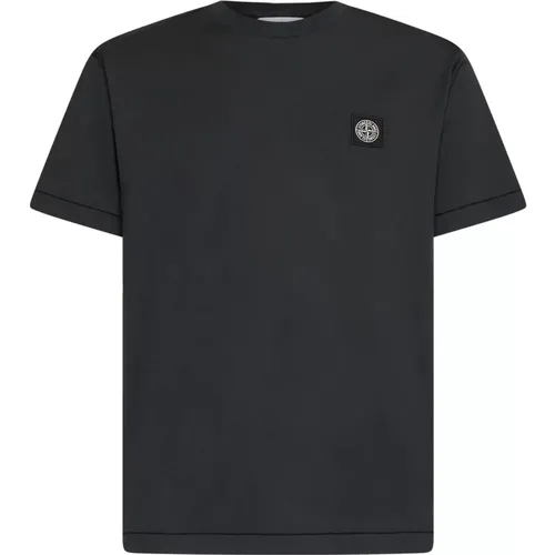 Graues Baumwoll-T-Shirt mit Logo-Patch , Herren, Größe: S - Stone Island - Modalova