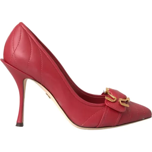 Rote Hingabe Leder High Heels Pumps Schuhe - Dolce & Gabbana - Modalova