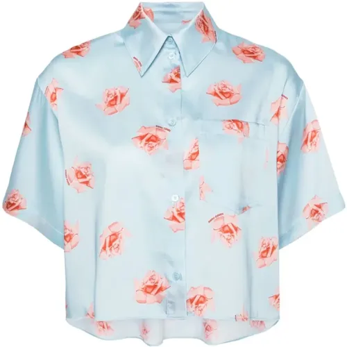 Clear Shirt with ' Rose' Print , female, Sizes: M - Kenzo - Modalova