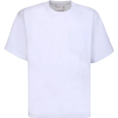 Moderne weißes T-Shirt mit Schnallendetail , Herren, Größe: L - Sacai - Modalova