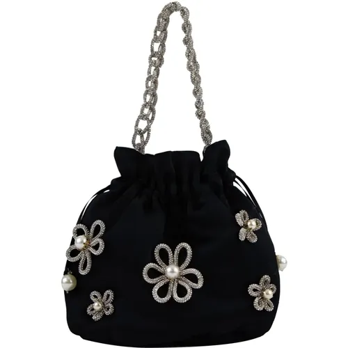 Handmade Satin Daisy Bag with Faux Pearl , female, Sizes: ONE SIZE - Rosantica - Modalova