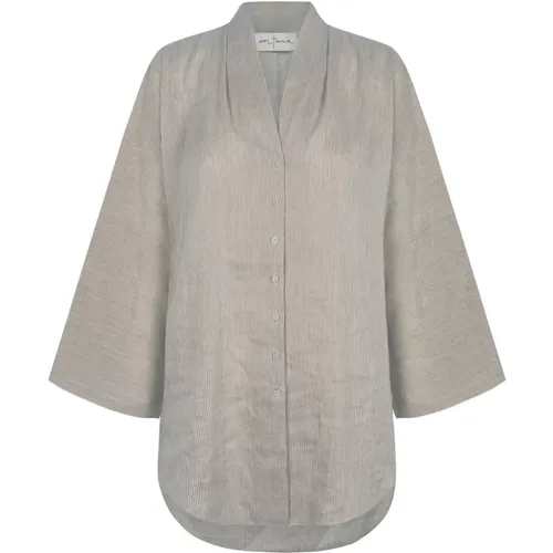 Striped Linen and Silk Oversized Shirt , female, Sizes: L, XL, S - Cortana - Modalova