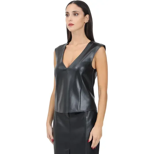 Elegantes Schwarzes Top Glam Rock Stil , Damen, Größe: M - PATRIZIA PEPE - Modalova