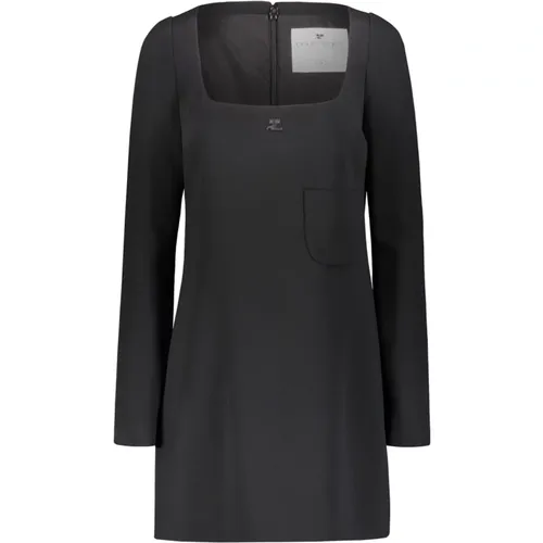 Long Sleeve Crepe Mini Dress , female, Sizes: S, M - Courrèges - Modalova