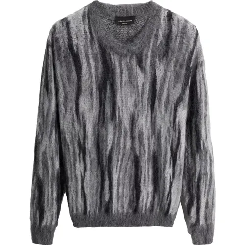 Grauer Animal Jacquard Strickpullover - Roberto Collina - Modalova