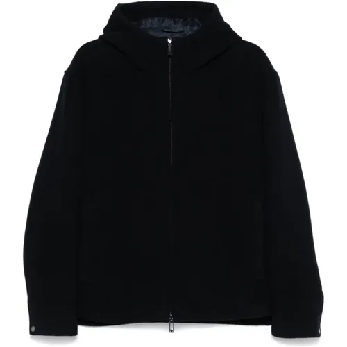 Wool Jacket with Hood , male, Sizes: 2XL, XL, L, 3XL - Emporio Armani - Modalova