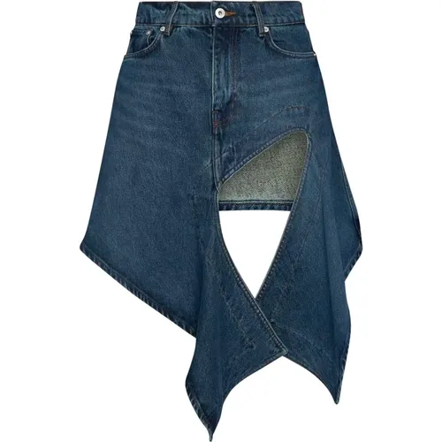 Cut Out Denim Mini Skirt , female, Sizes: XS, L, S, M - Y/Project - Modalova