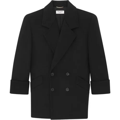 Wool Double-Breasted Coat , female, Sizes: XL - Saint Laurent - Modalova