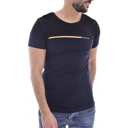 Baumwolle zwei -Color t -Shirt , Herren, Größe: S - Goldenim paris - Modalova