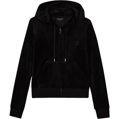 Samt-Hoodie mit Slim Fit , Damen, Größe: L - Juicy Couture - Modalova