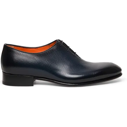 Herren geprägter Leder-Oxford-Schuh , Herren, Größe: 42 1/2 EU - Santoni - Modalova