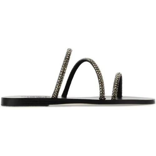 Schwarze Strass Hausschuhe , Damen, Größe: 36 EU - Ancient Greek Sandals - Modalova