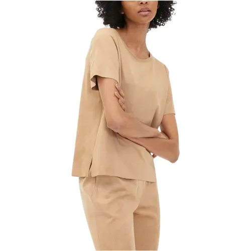 Classic Velvet T-shirt Camel , female, Sizes: S, M - Juvia - Modalova