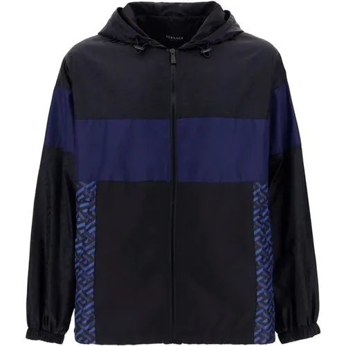 Hooded Windbreaker Jacket , male, Sizes: M, XL, S, L - Versace - Modalova
