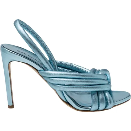 Metallische Leder Stiletto Sandalen mit Knotenbändern , Damen, Größe: 37 EU - DEL Carlo - Modalova