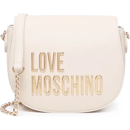 Weiße Schultertasche mit goldenen Details - Love Moschino - Modalova