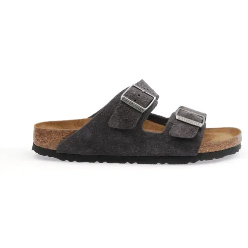 Velvet Grey Suede Sliders , male, Sizes: 11 UK, 10 UK - Birkenstock - Modalova