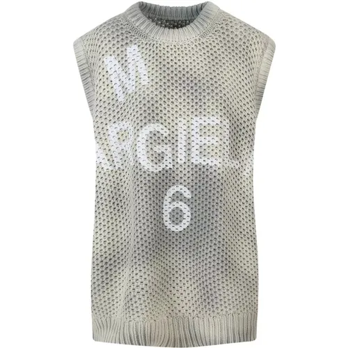 Oversized Cotton Sleeveless Top with Vest Effect , female, Sizes: S - MM6 Maison Margiela - Modalova
