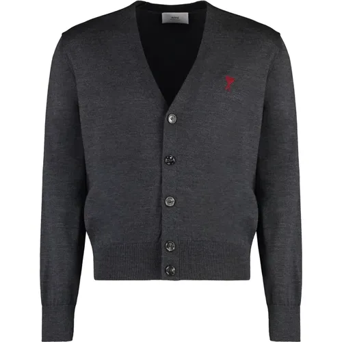 Merino wool cardigan , male, Sizes: L, M, XS - Ami Paris - Modalova