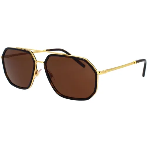 Stylische Sonnenbrille mit Havana-Oro Gestell und dunkelbraunen Gläsern - Dolce & Gabbana - Modalova