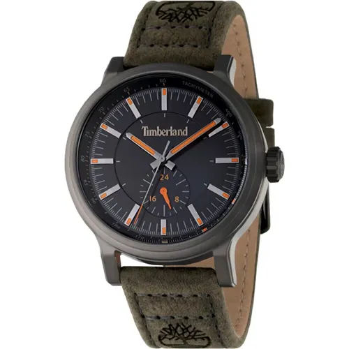 Leather Strap Quartz Watch, Black/Grey , male, Sizes: ONE SIZE - Timberland - Modalova