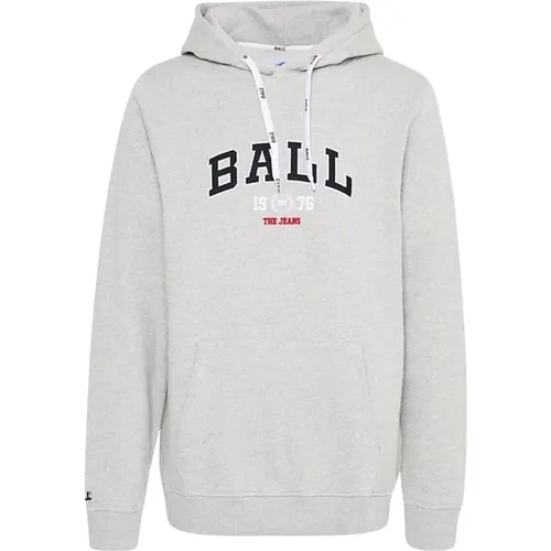 Grauer Hoodie-Sweatshirt mit coolem Logo , Damen, Größe: 2XL - Ball - Modalova