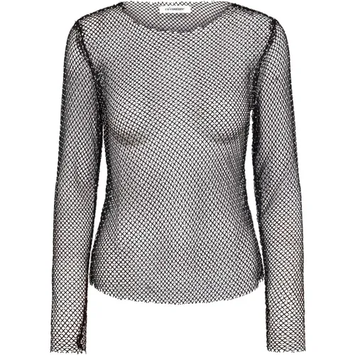 Net Blouse Top Silver , female, Sizes: XL, M, S, XS, L - Co'Couture - Modalova