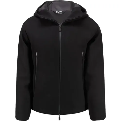 Schwarzer Wintermantel , Herren, Größe: XL - Emporio Armani EA7 - Modalova