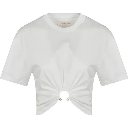 Gesammeltes Baumwoll-T-Shirt , Damen, Größe: XS - Paco Rabanne - Modalova