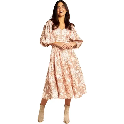 Floral Midi Dress with Puff Sleeves , female, Sizes: L, M, S - Alma en Pena - Modalova