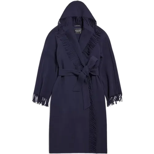 Dark Navy Fringe Coat , female, Sizes: M, L, S - Balenciaga - Modalova