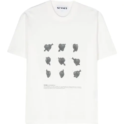 Weißes T-Shirt mit Print , Herren, Größe: M - Sunnei - Modalova