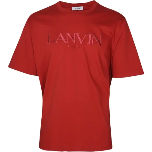 Rotes Baumwoll-Crew-Neck-T-Shirt , Herren, Größe: M - Lanvin - Modalova