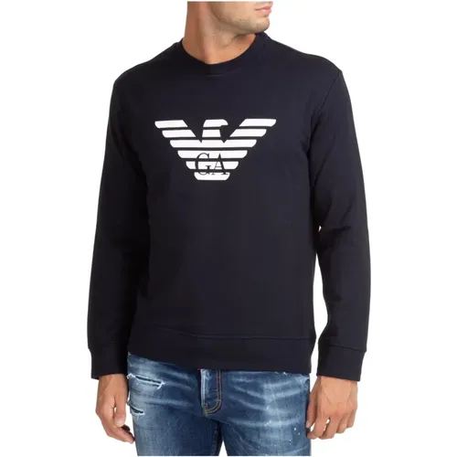 Patterned Logo Sweatshirt , male, Sizes: M, L, S, XL - Emporio Armani - Modalova
