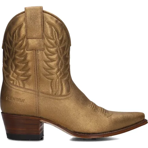 Goldene Western Style Stiefeletten , Damen, Größe: 38 EU - Sendra - Modalova