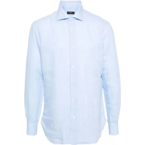 Hellblaues Leinenhemd mit Spreizkragen , Herren, Größe: XL - Barba - Modalova