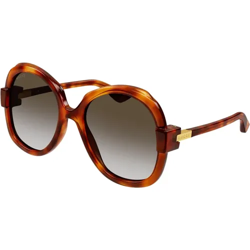 Havana/Brown Shaded Sunglasses, Shaded Sunglasses - Gucci - Modalova