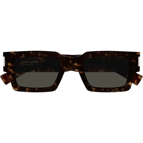 Square Acetate Sunglasses in Dark Tortoise , unisex, Sizes: 50 MM - Saint Laurent - Modalova