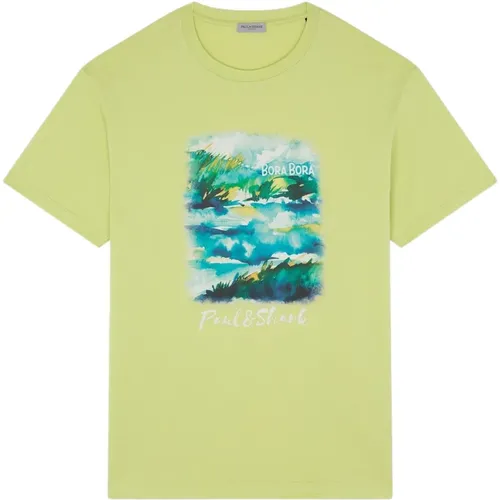 Riviera Print Lime T-shirt , Herren, Größe: S - PAUL & SHARK - Modalova