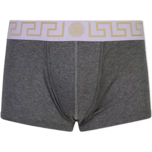 Grecca Waistband Boxers in Grey , male, Sizes: S - Versace - Modalova