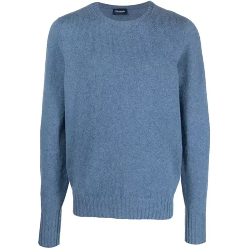 Hellblauer Lambswool Pullover , Herren, Größe: L - Drumohr - Modalova