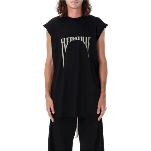 Schwarzes ärmelloses Baumwoll-T-Shirt , Herren, Größe: L - Rick Owens - Modalova