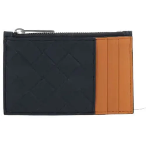 Smooth Leather Credit Card Wallet in Dark Blue , male, Sizes: ONE SIZE - Bottega Veneta - Modalova